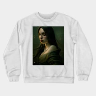 Madison- Portrait Of A Beautiful Sad Lady In Green Dress Crewneck Sweatshirt